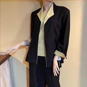 Leslie Fay 3 piece pantsuit. Size 16. Light Sage green and black. New with tags